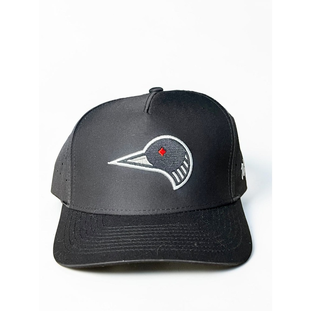 Waggle Golf Loon Lake 2.0 Performance Snapback Hat Black Embroidered Cap NWOT